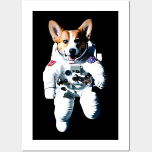 Funny Corgi Astronaut Posters and Art